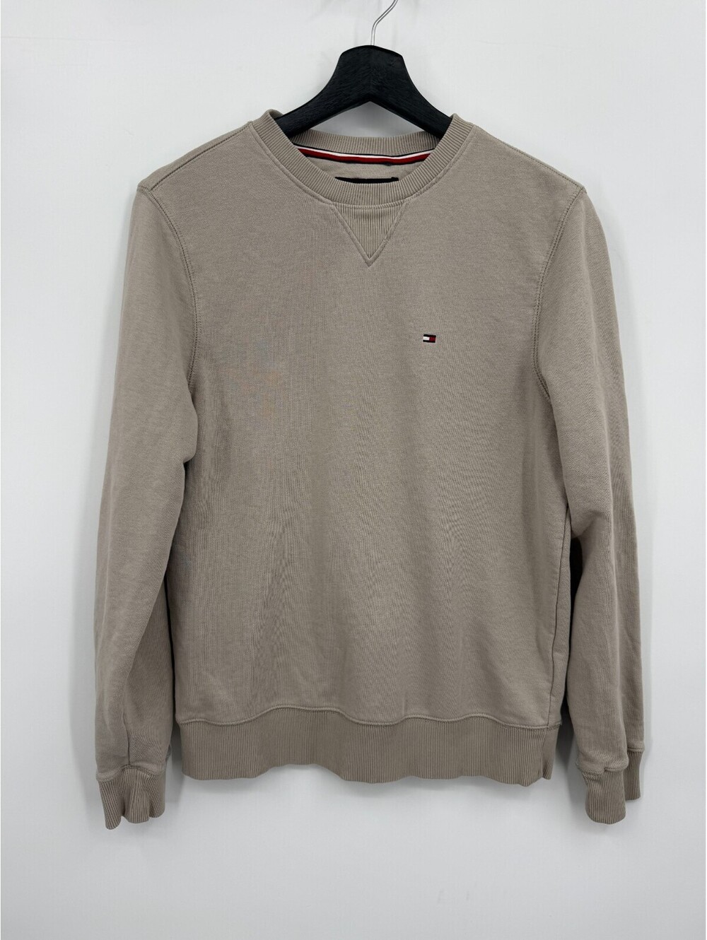 Tommy Hilfiger Mens Sweatshirt Tan Embroidered Logo Crewneck 76A7118 Size XS